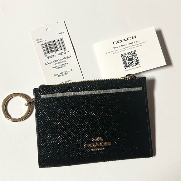 Coach Black Leather Mini Skinny Card Holder NWT - Picture 3 of 4